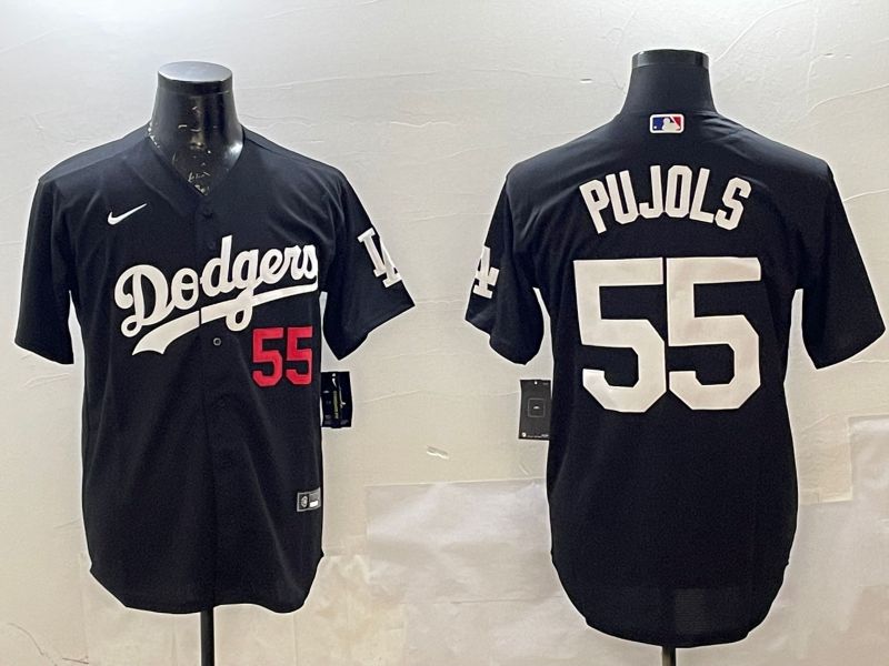 Men Los Angeles Dodgers 55 Pujols Black Game 2025 Nike MLB Jersey style 226